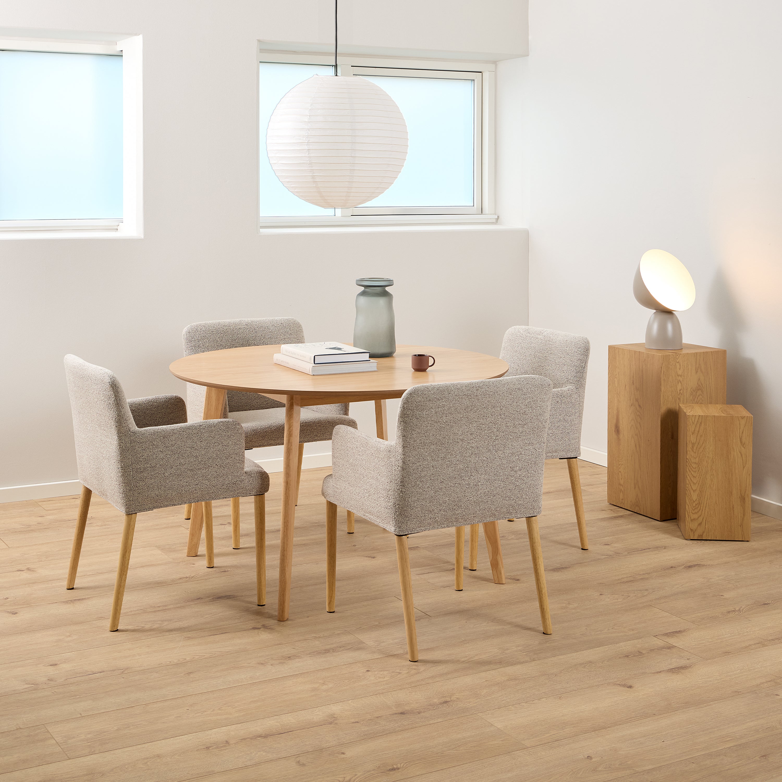 Roxby Round Dining Table in Matt Oak 120x76cm – FTG, view 5