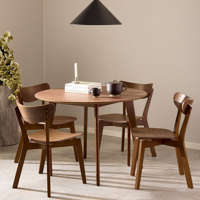 Roxby Round Dining Table in Walnut 120x76cm Included 4 Roxby Dining Chairs in Walnut – FTG