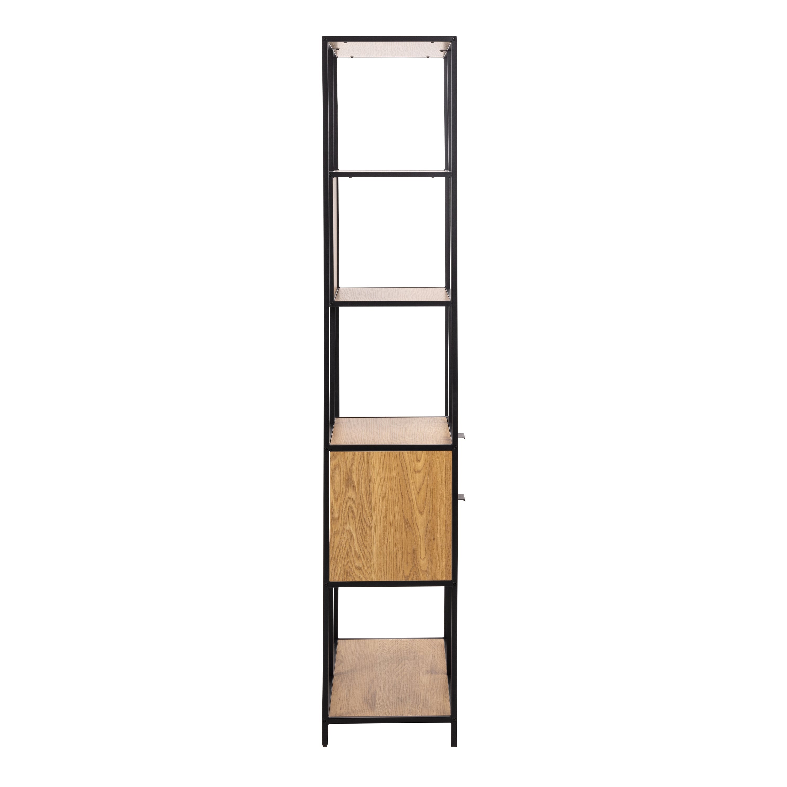Seaford Tall Wild Oak Metal 2 Drawer Bookcase With 4 Shelves – FTG, view 3
