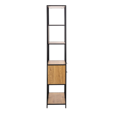 Seaford Tall Wild Oak Metal 2 Drawer Bookcase With 4 Shelves – FTG, view 3