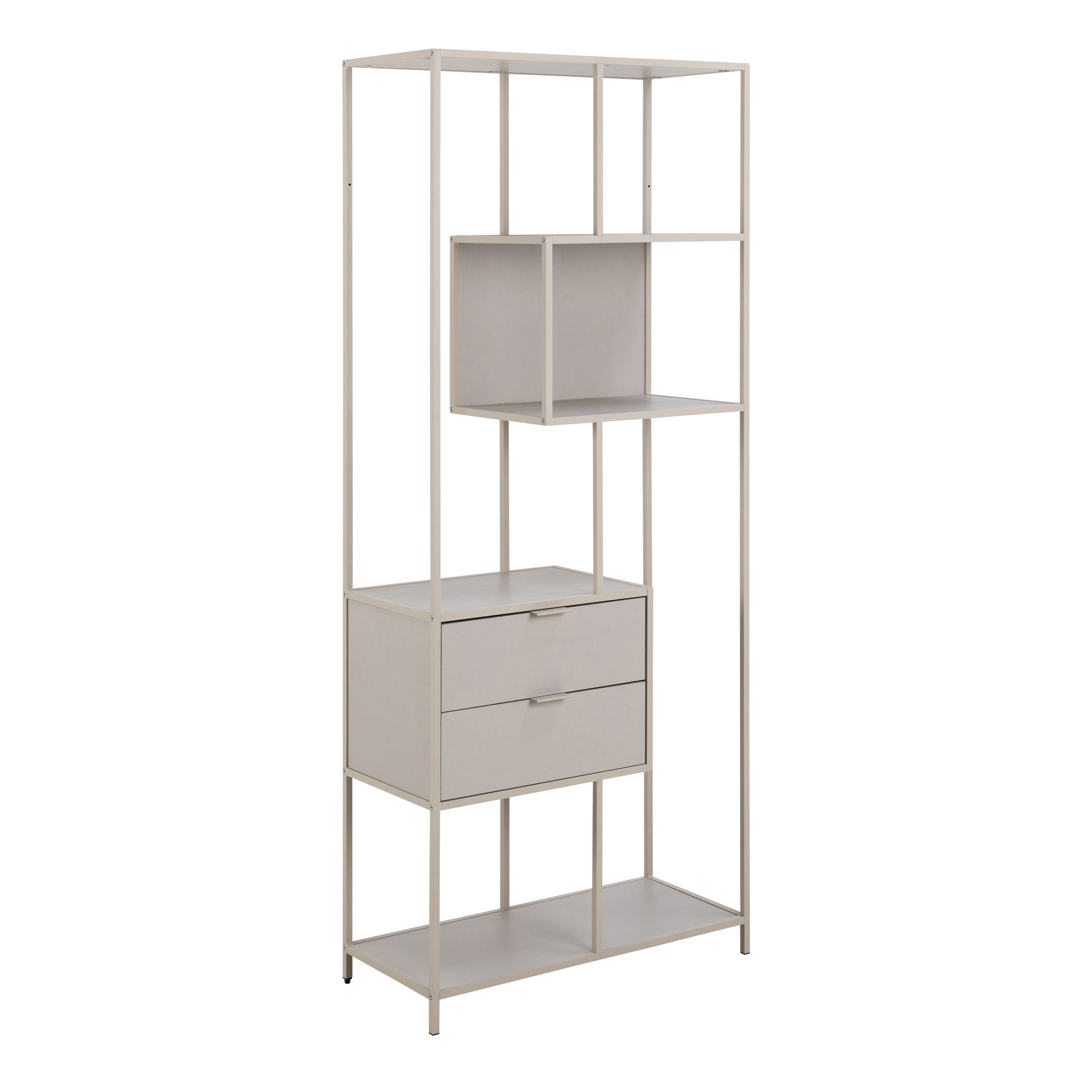Seaford Tall Grey Metal 2 Drawer Bookcase with 4 Shelves – FTG