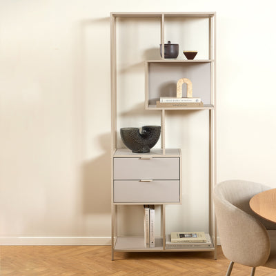 Seaford Tall Grey Metal 2 Drawer Bookcase with 4 Shelves – FTG, view 5