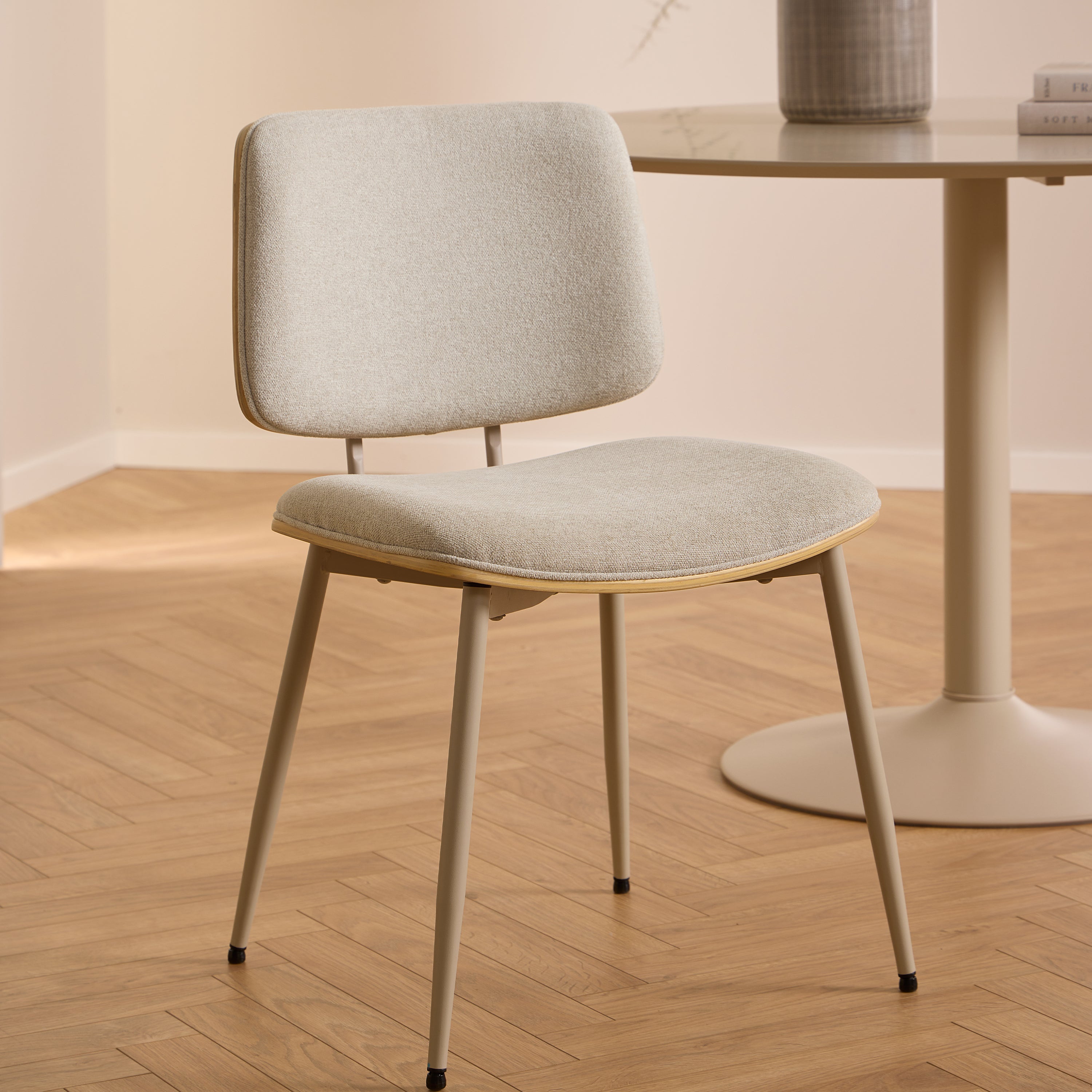 Owen Dining Chair in Apia Fabric Beige Set of 2 – FTG, view 5
