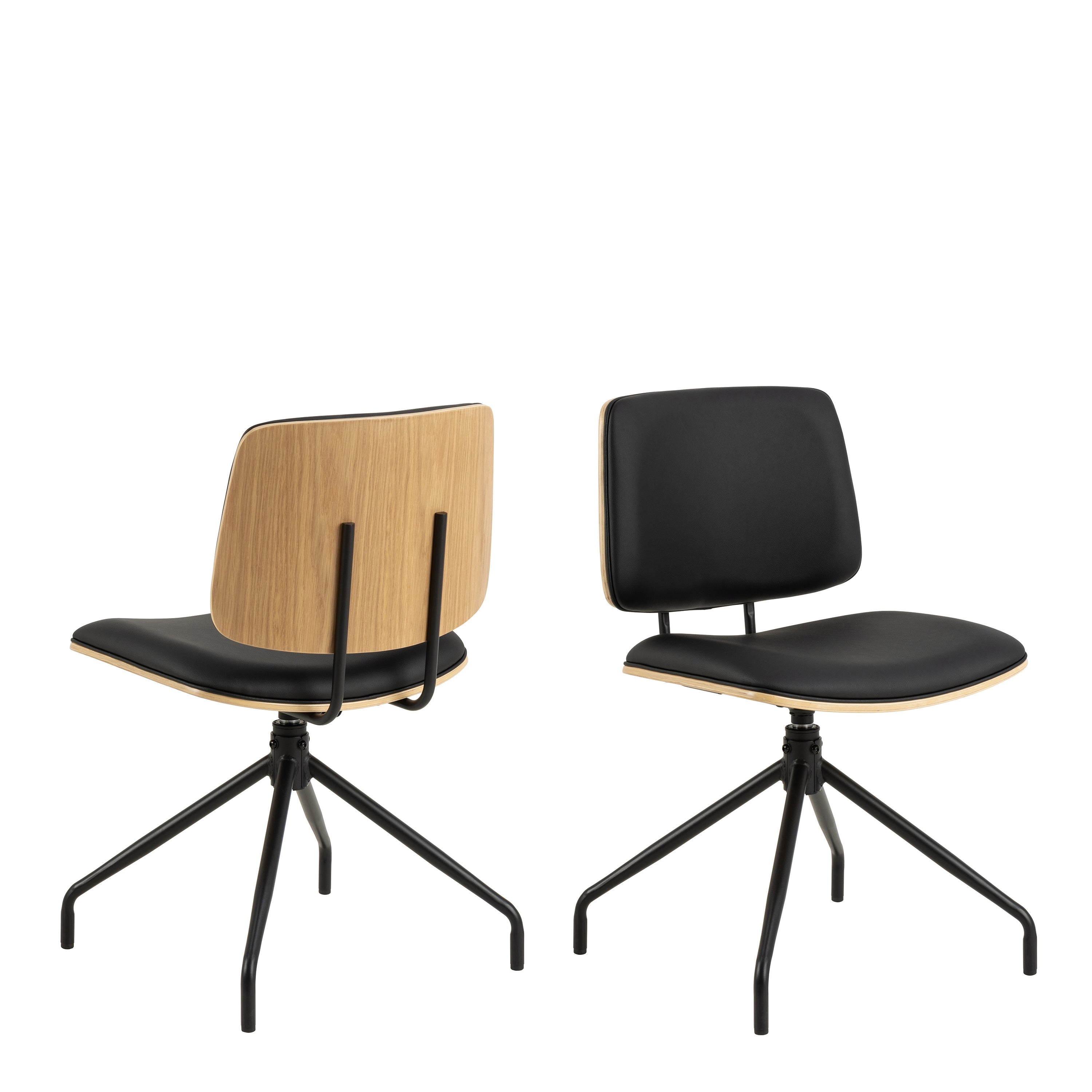 Owen Swivel Dining Chairs in Matt Black Set of 2 – FTG