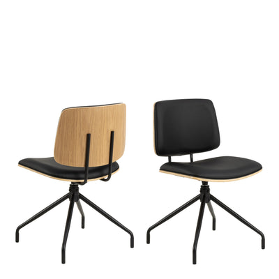 Owen Swivel Dining Chairs in Matt Black Set of 2 – FTG
