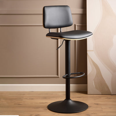 Owen Swivel Bar Stool With Height Adjustable Function in Matt Black – FTG, view 4