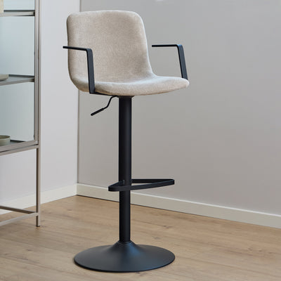 Pablo Swivel Beige Bar Stool With Adjustable Height Function Set of 2 – FTG, view 4