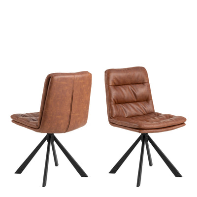 Dean Brandy PU Swivel Dining Chair Set of 2 – FTG
