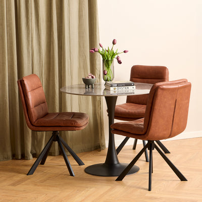 Dean Brandy PU Swivel Dining Chair Set of 2 – FTG, view 4