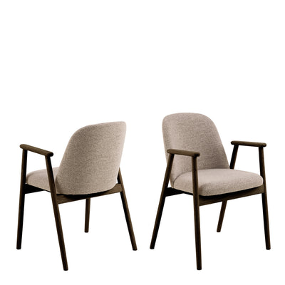 Leo Dining Chairs With Armrest in Monza Fabric Beige Set of 2 – FTG