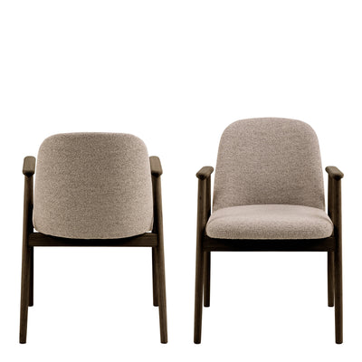 Leo Dining Chairs With Armrest in Monza Fabric Beige Set of 2 – FTG, view 2
