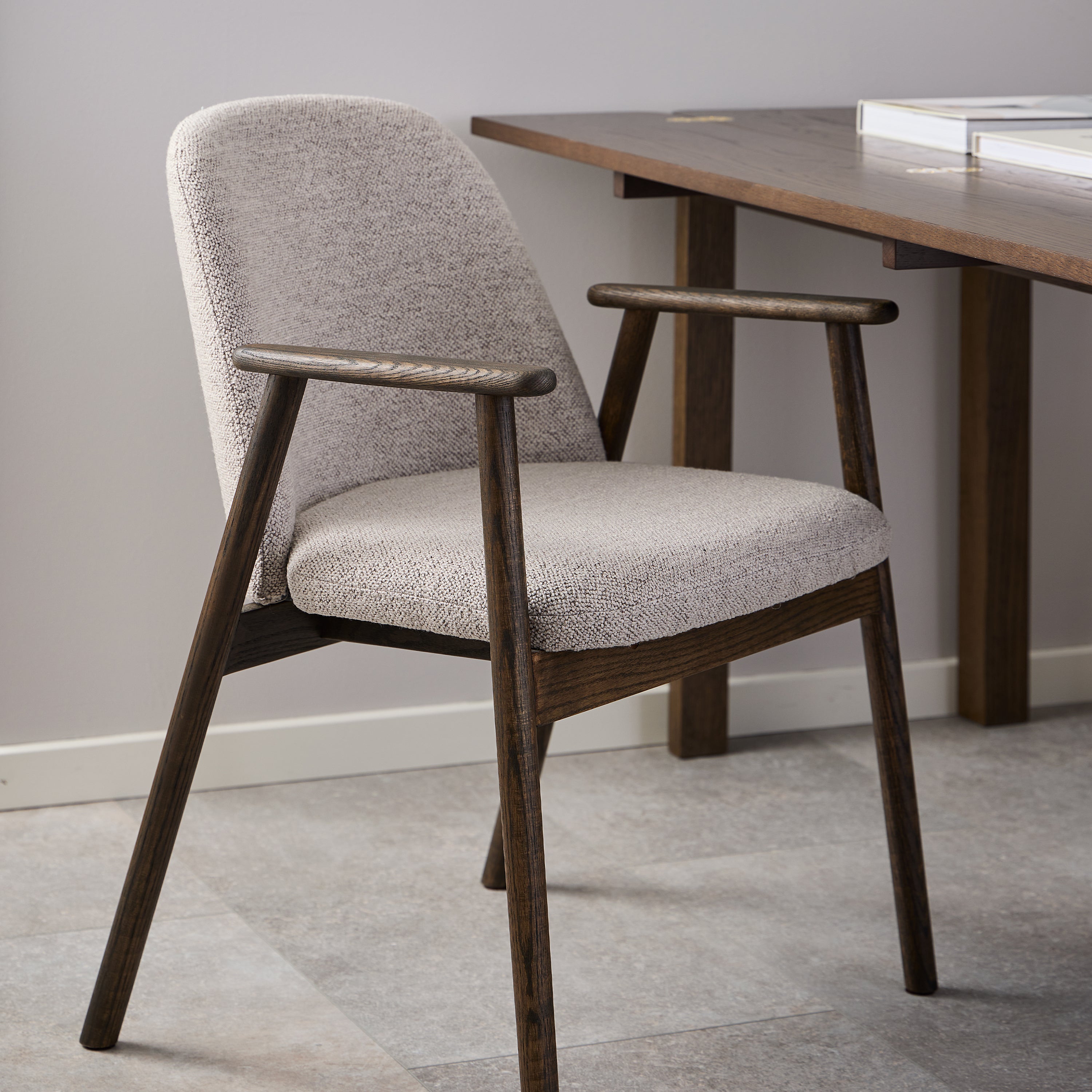 Leo Dining Chairs With Armrest in Monza Fabric Beige Set of 2 – FTG, view 6