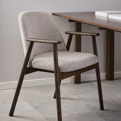 Leo Dining Chairs With Armrest in Monza Fabric Beige Set of 2 – FTG, view 6