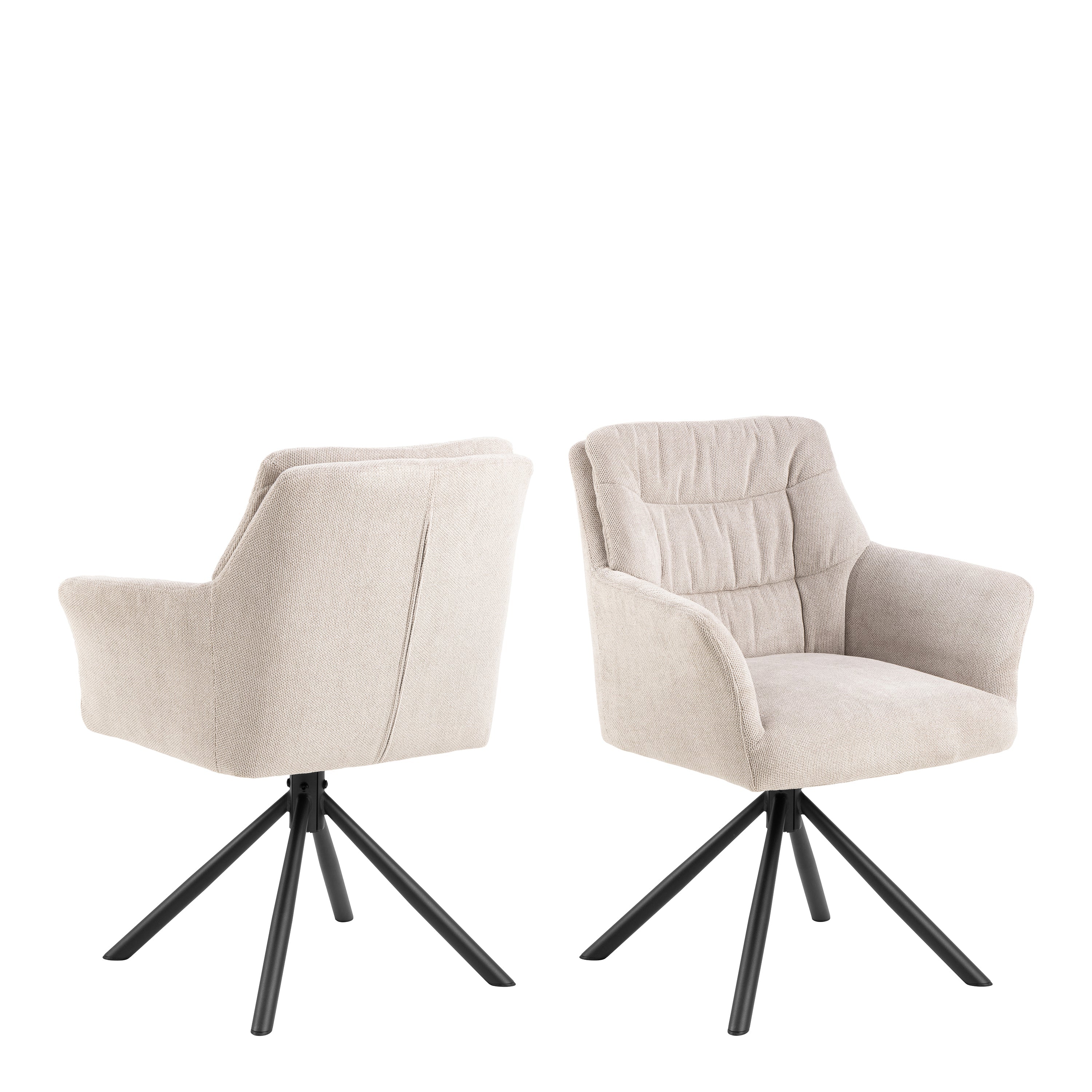 Alonso Swivel Cream Dining Chair with Armrest Set of 2 – FTG