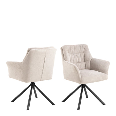 Alonso Swivel Cream Dining Chair with Armrest Set of 2 – FTG
