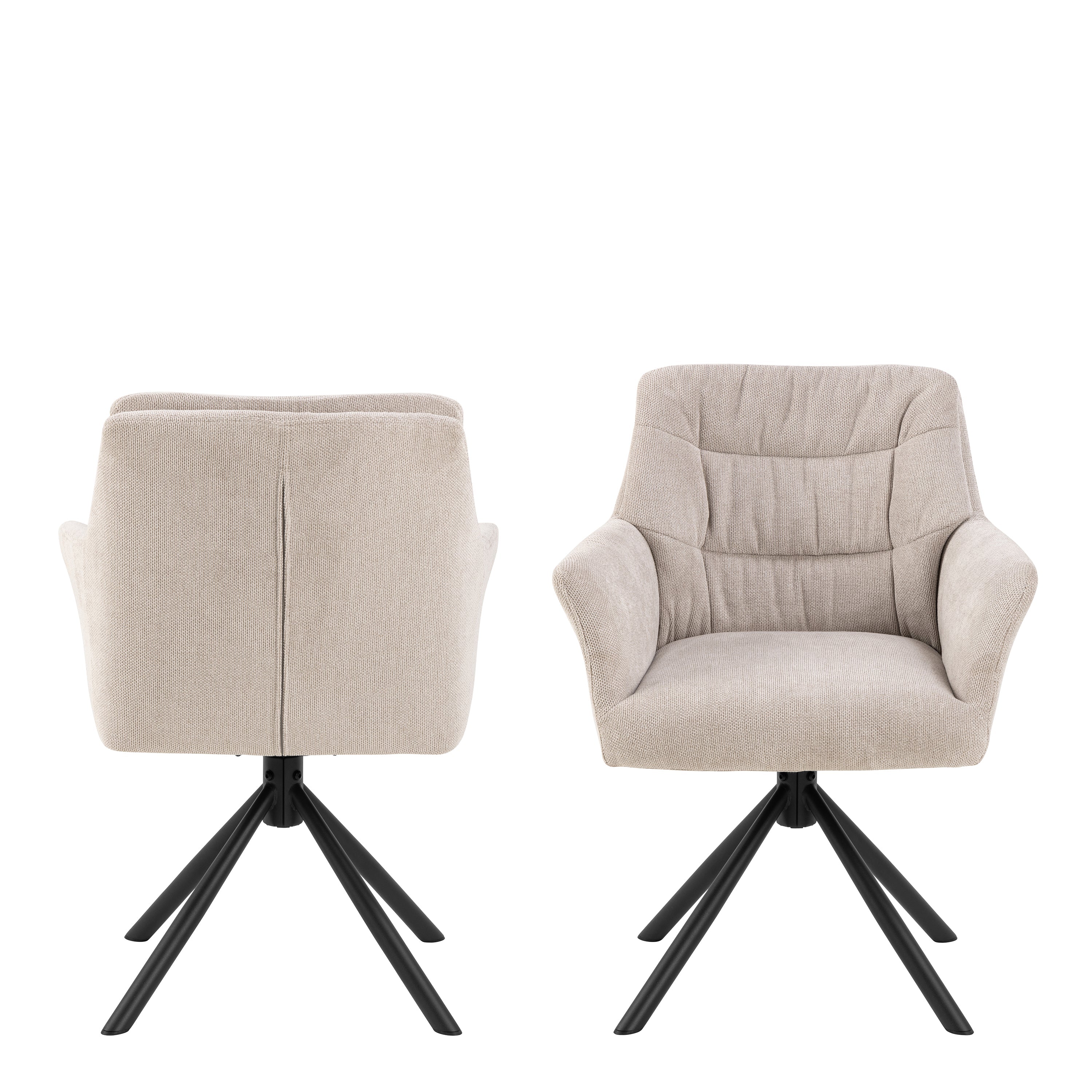 Alonso Swivel Cream Dining Chair with Armrest Set of 2 – FTG, view 2