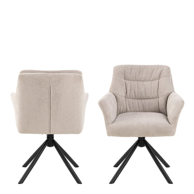 Alonso Swivel Cream Dining Chair with Armrest Set of 2 – FTG, view 2
