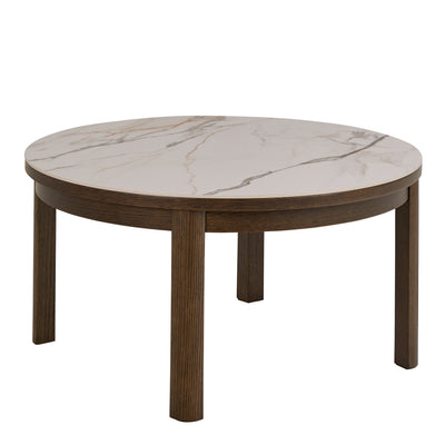 Southampton Round Coffee Table in Cream Ceramic 90x45cm – FTG