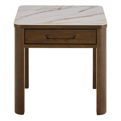 Southampton Square Side Table 1 Drawer in Cream Ceramic – FTG, view 2