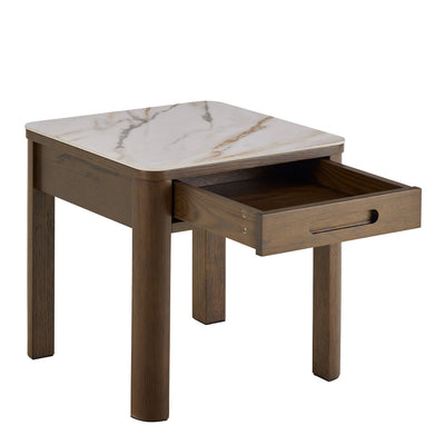 Southampton Square Side Table 1 Drawer in Cream Ceramic – FTG, view 4