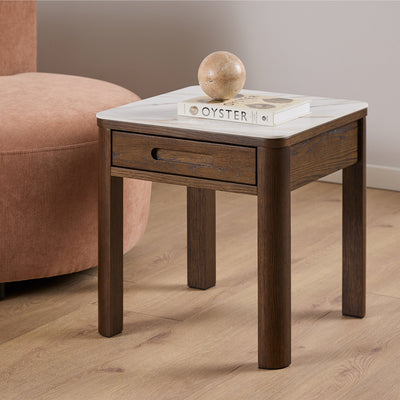 Southampton Square Side Table 1 Drawer in Cream Ceramic – FTG, view 5