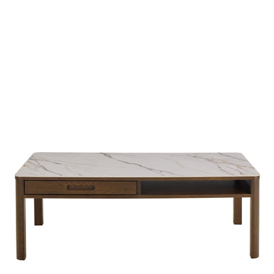 Southampton Rectangular Coffee Table 1 Drawer 1 Shelf  in Cream Ceramic – FTG, view 2