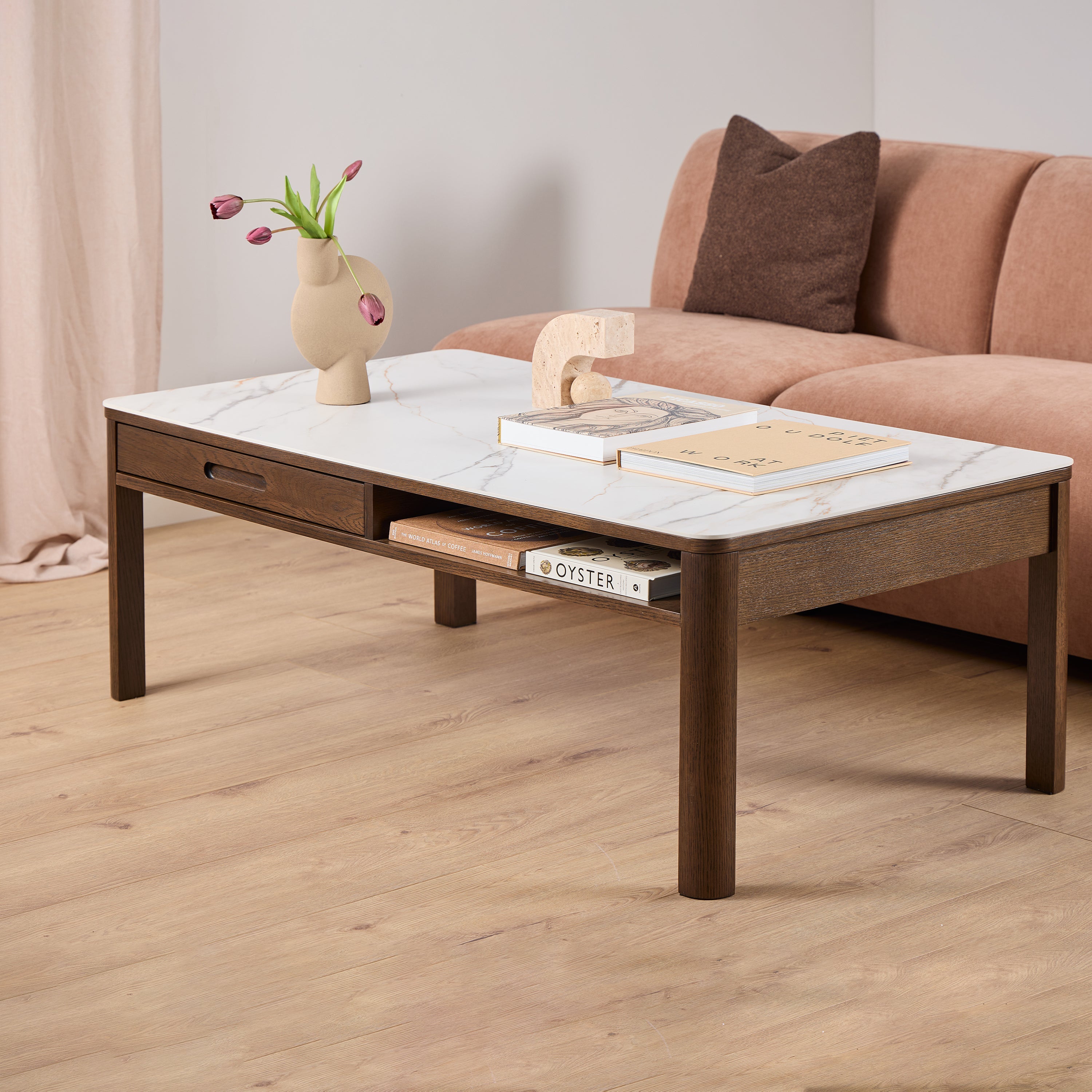 Southampton Rectangular Coffee Table 1 Drawer 1 Shelf  in Cream Ceramic – FTG, view 5