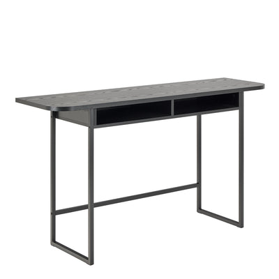 Darlington Console Table With Open Shelf and Oak Top in Black – FTG