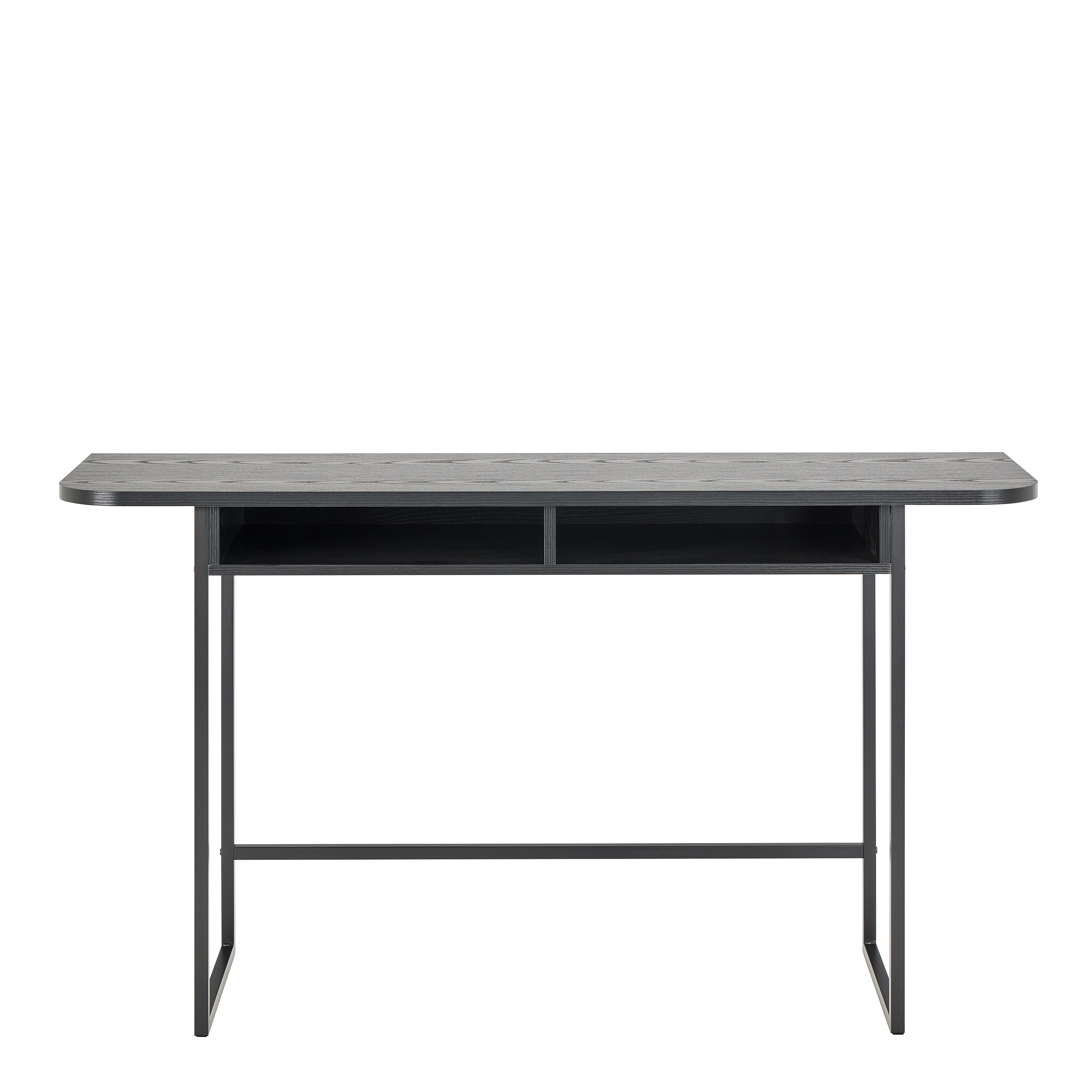 Darlington Console Table With Open Shelf and Oak Top in Black – FTG, view 2