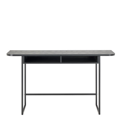 Darlington Console Table With Open Shelf and Oak Top in Black – FTG, view 2