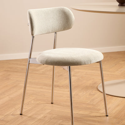 Lyric Dining Chair in Sand Fabric & Chrome Base (Set of 2)