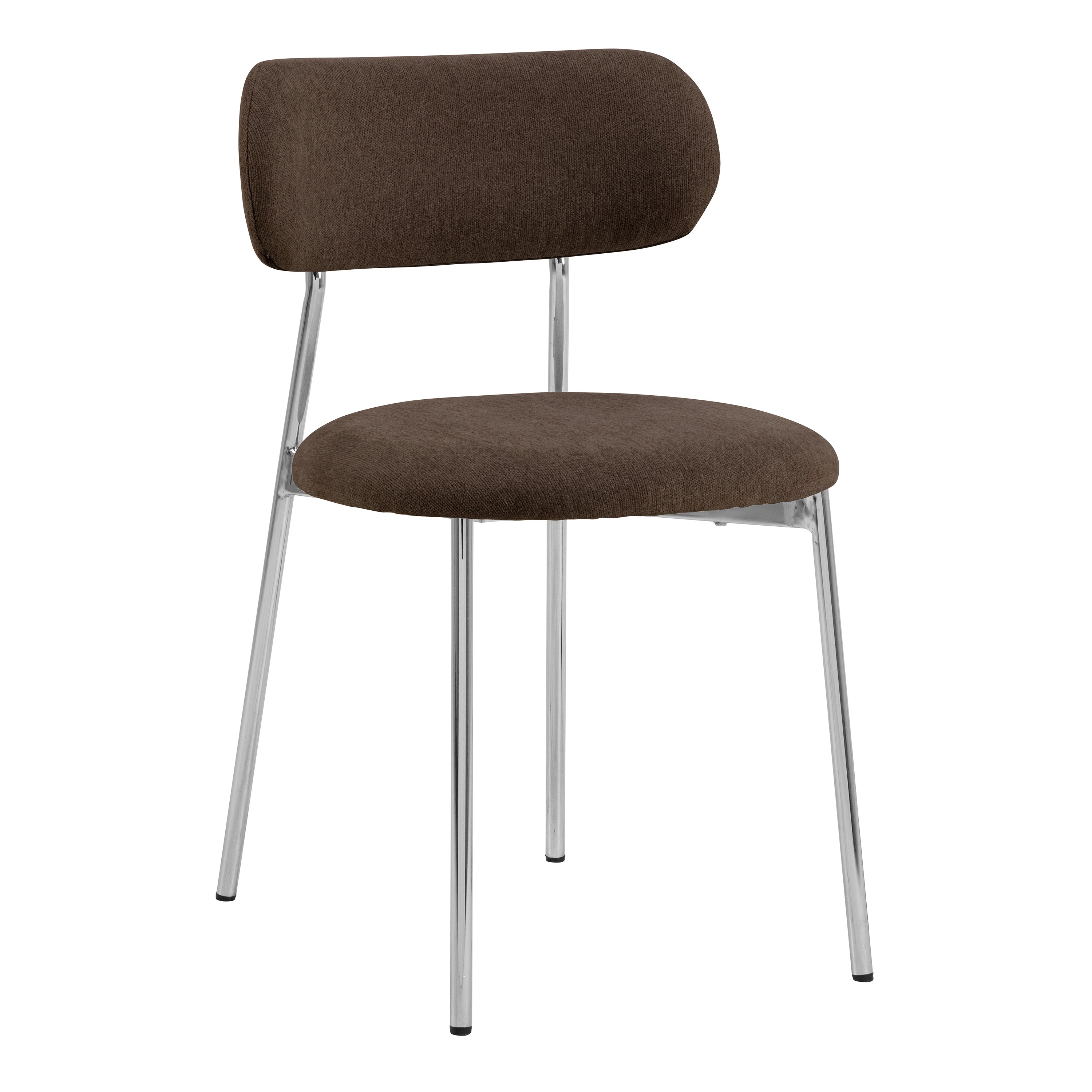 Lyric Dining Chair in Brown Fabric & Chrome Base (Set of 2)