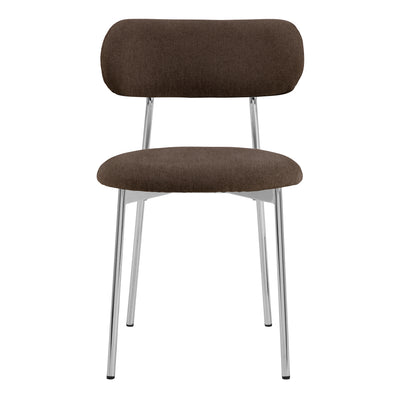Lyric Dining Chair in Brown Fabric & Chrome Base (Set of 2)