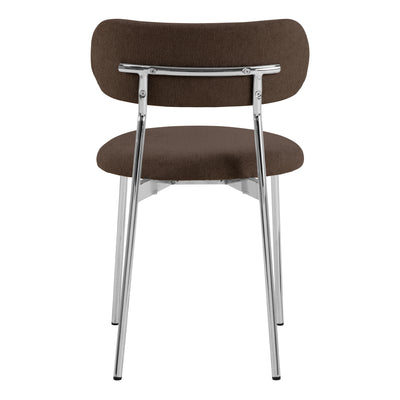 Lyric Dining Chair in Brown Fabric & Chrome Base (Set of 2)
