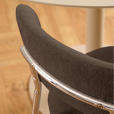 Lyric Dining Chair in Brown Fabric & Chrome Base (Set of 2)