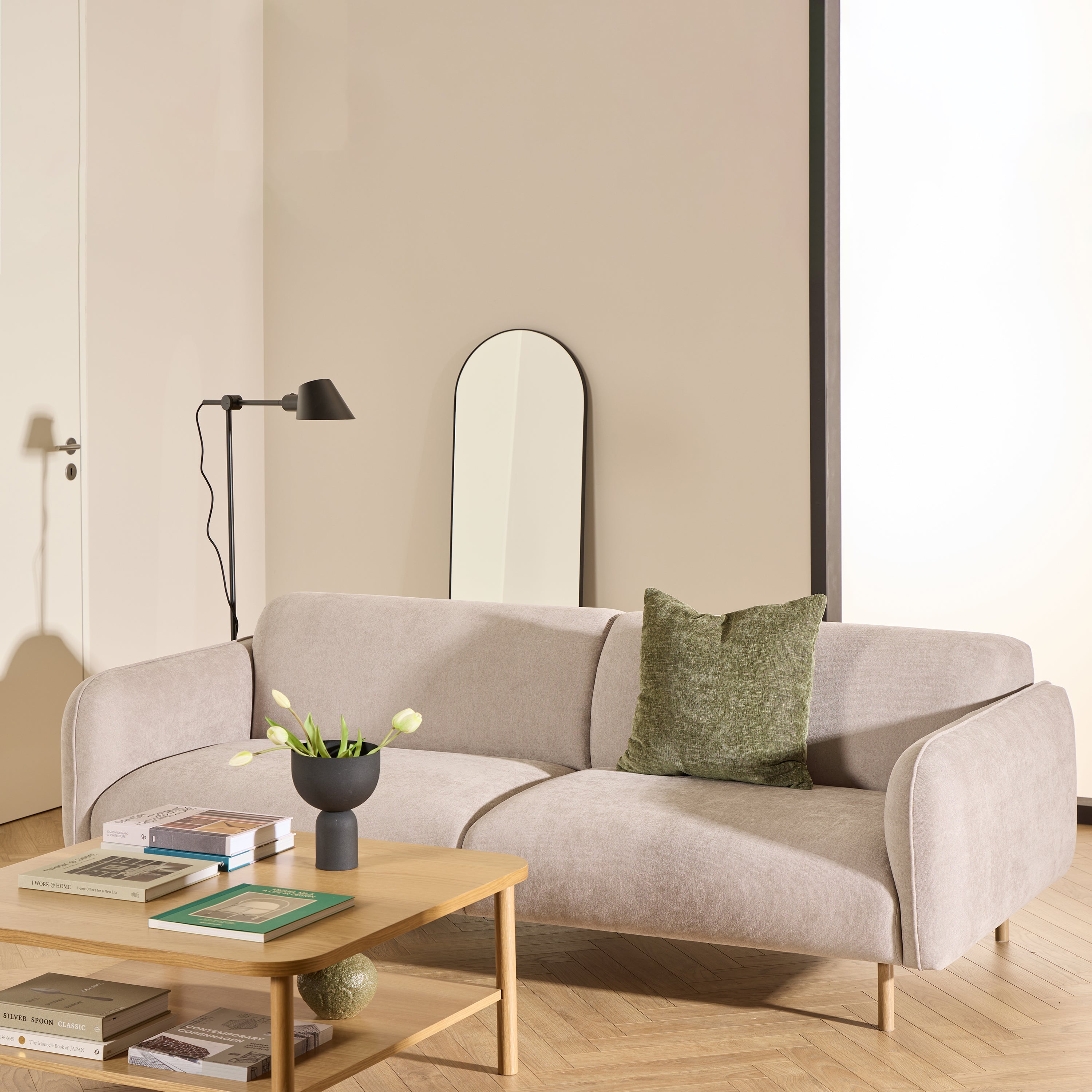 Westham 3 Seater Sofa in Fay Beige Fabric – FTG, view 4