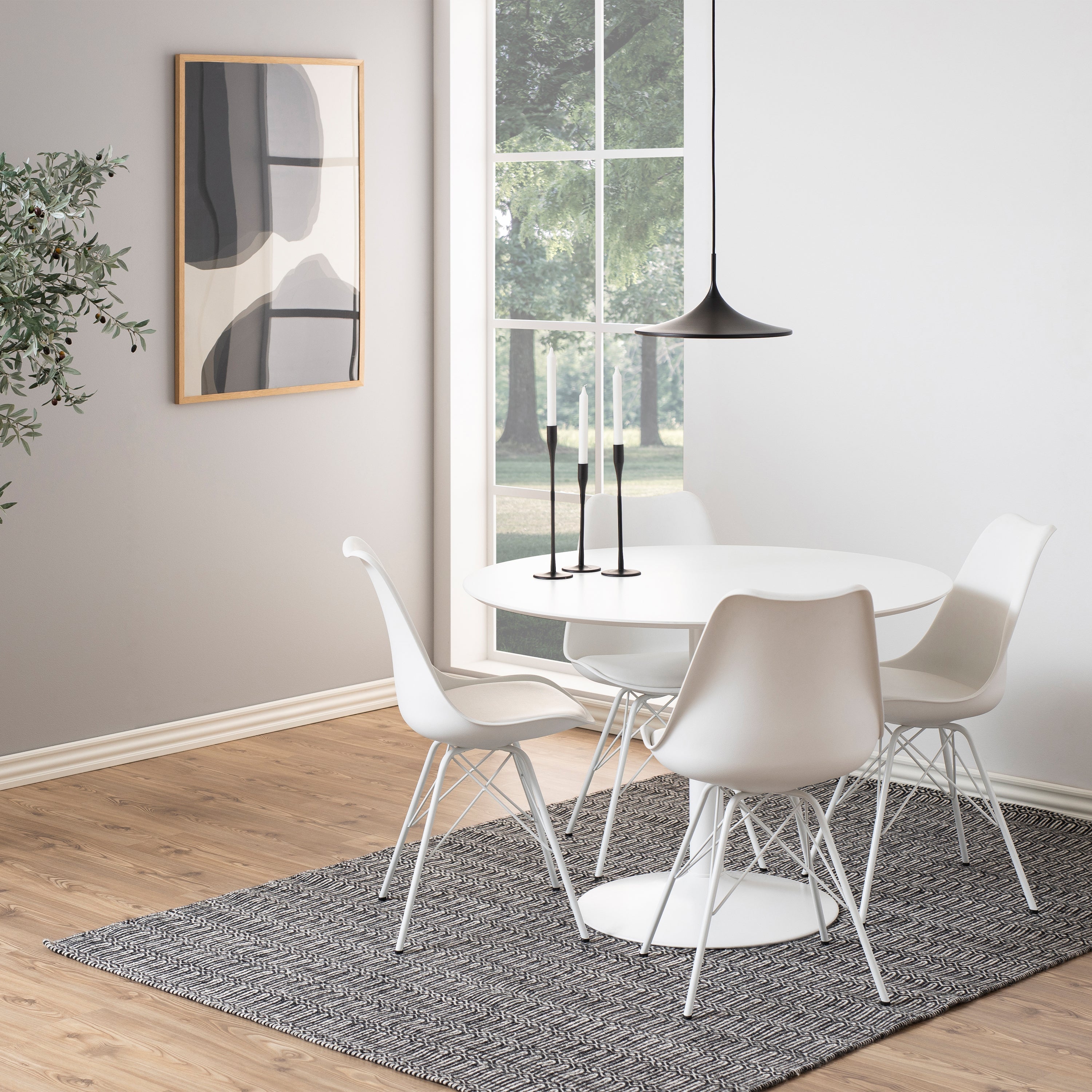 Ibiza Round Dining Table with White Top and White Base – FTG, view 3