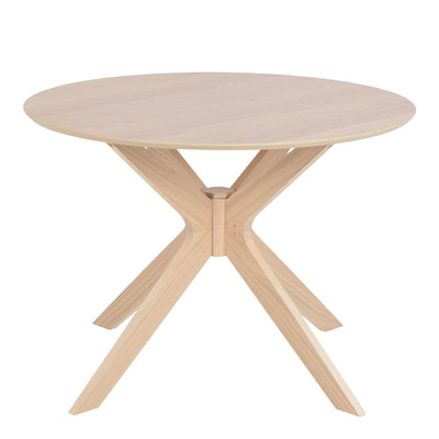 I_Duncan Round Dining Table in White Oak Included 4 Cassandra Dining Chair with Armrest in White Oak – FTG, view 3