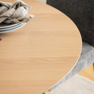 I_Duncan Round Dining Table in White Oak Included 4 Cassandra Dining Chair with Armrest in White Oak – FTG, view 4