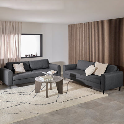 Omaha Set of 2 x 3 Seater Sofas in Basel Dark Grey Fabric – FTG