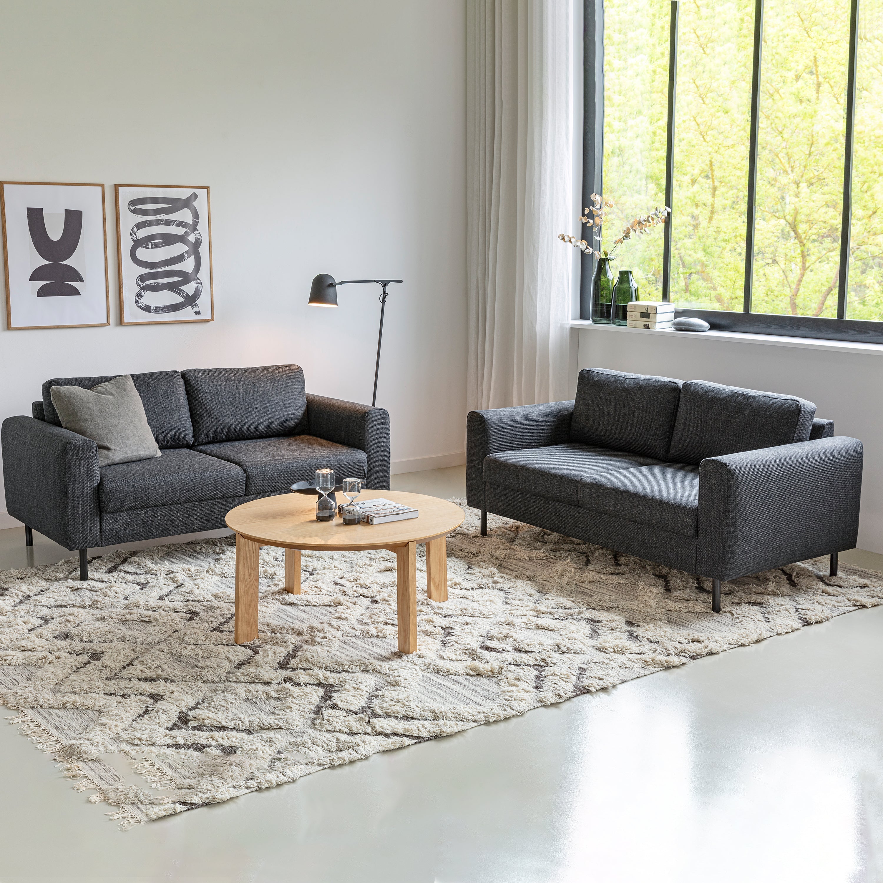 Omaha Set of 2 x 2 Seater Sofas in Basel Dark Grey Fabric – FTG