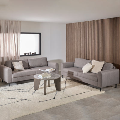 Omaha Set of 2 x 3 Seater Sofas in Basel Light Grey Brown Fabric – FTG
