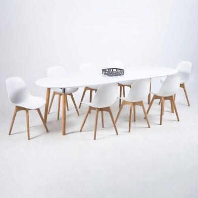 Belina Oval Dining Table in White & Oak – FTG, view 4