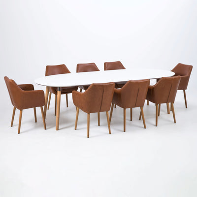 Belina Oval Dining Table in White & Oak – FTG, view 5