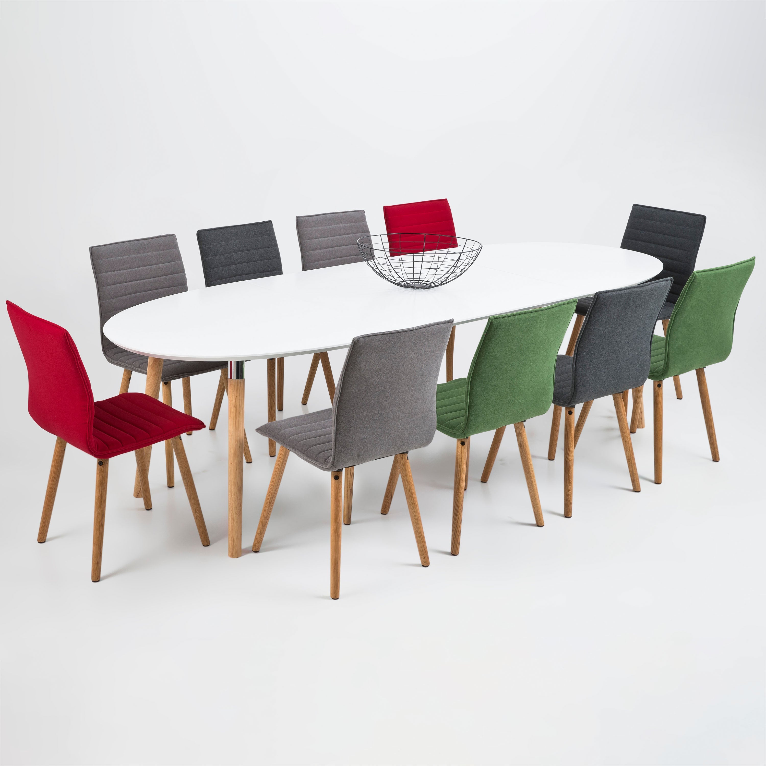 Belina Oval Dining Table in White & Oak – FTG, view 6