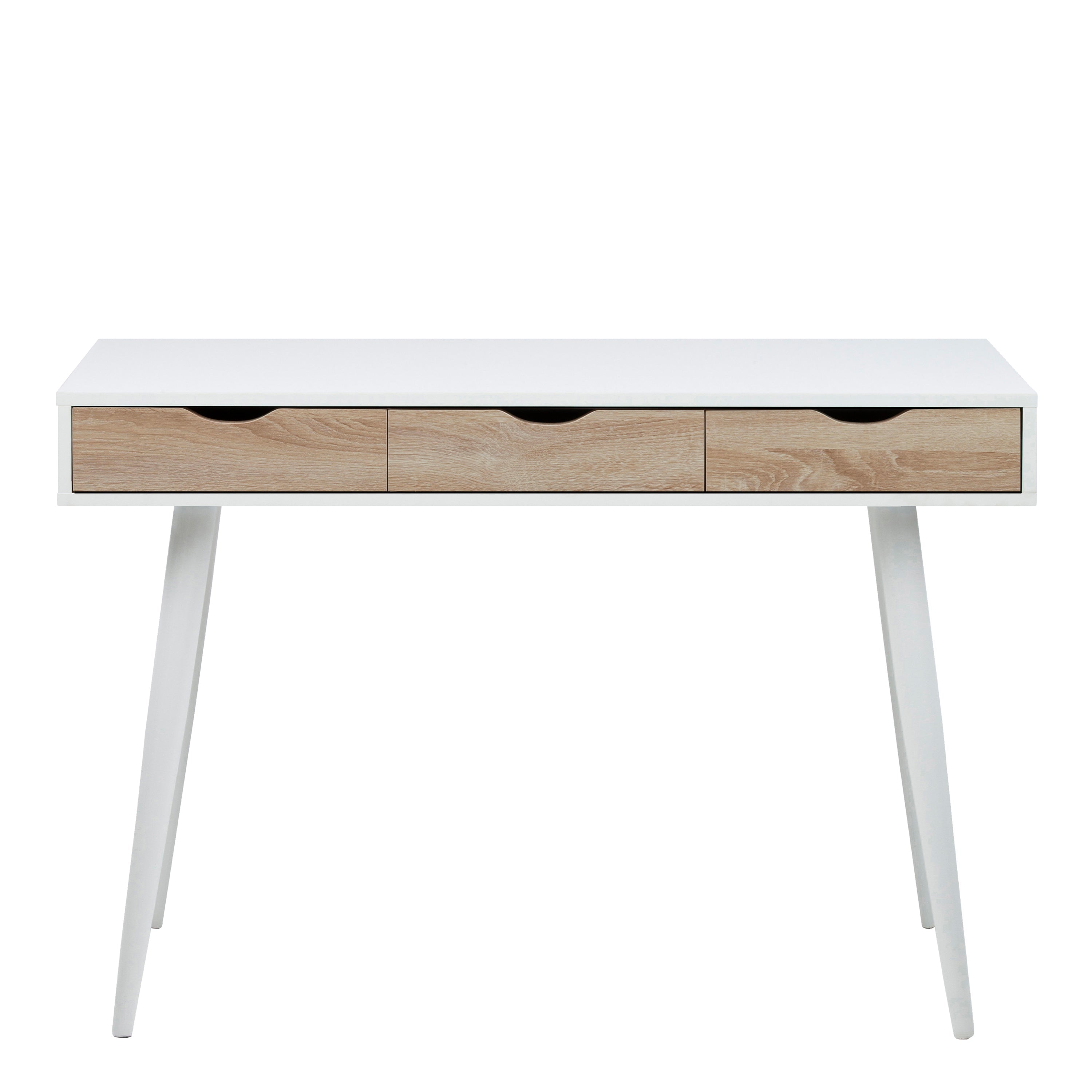 Neptun 3 Drawer Desk in White with 3 Oak Drawers – FTG, view 2