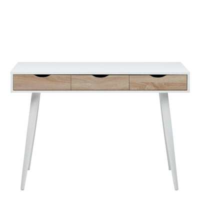Neptun 3 Drawer Desk in White with 3 Oak Drawers – FTG, view 2