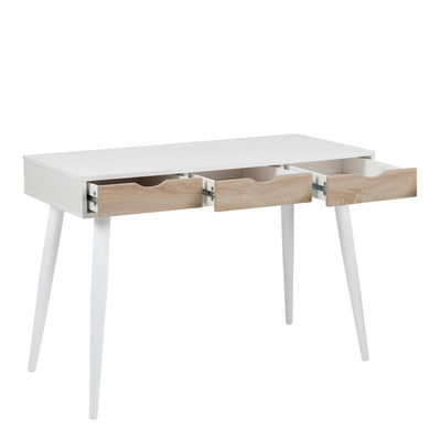 Neptun 3 Drawer Desk in White with 3 Oak Drawers – FTG, view 3