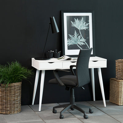 Neptun 3 Drawer Office Desk in White – FTG, view 4
