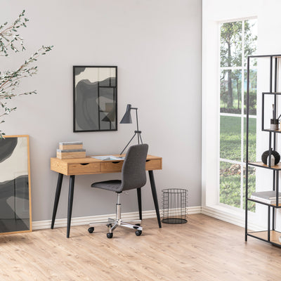 Neptun 3 Drawer Office Desk in Oak – FTG, view 6